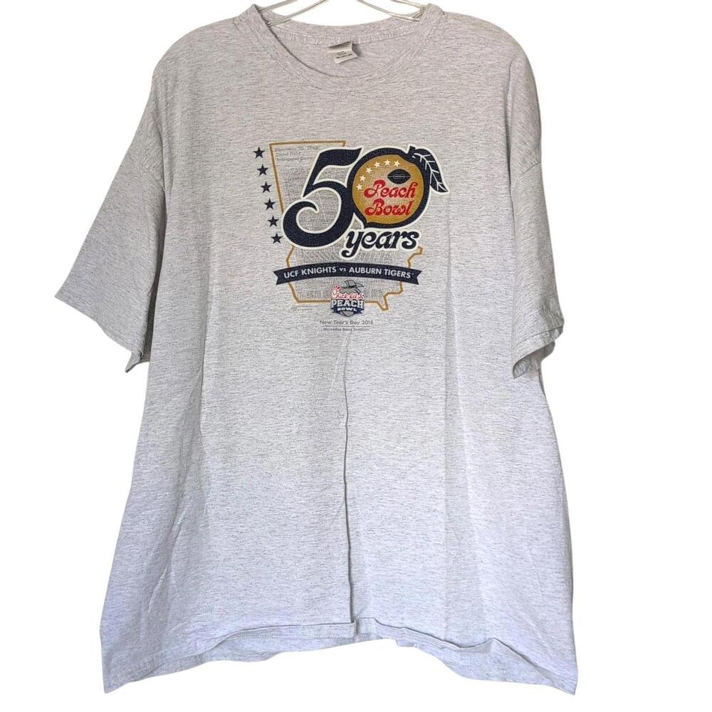UCF Knights Shirt Mens 2XL Gray NCAA Football Peach Bowl 50‎ Years Auburn Tigers